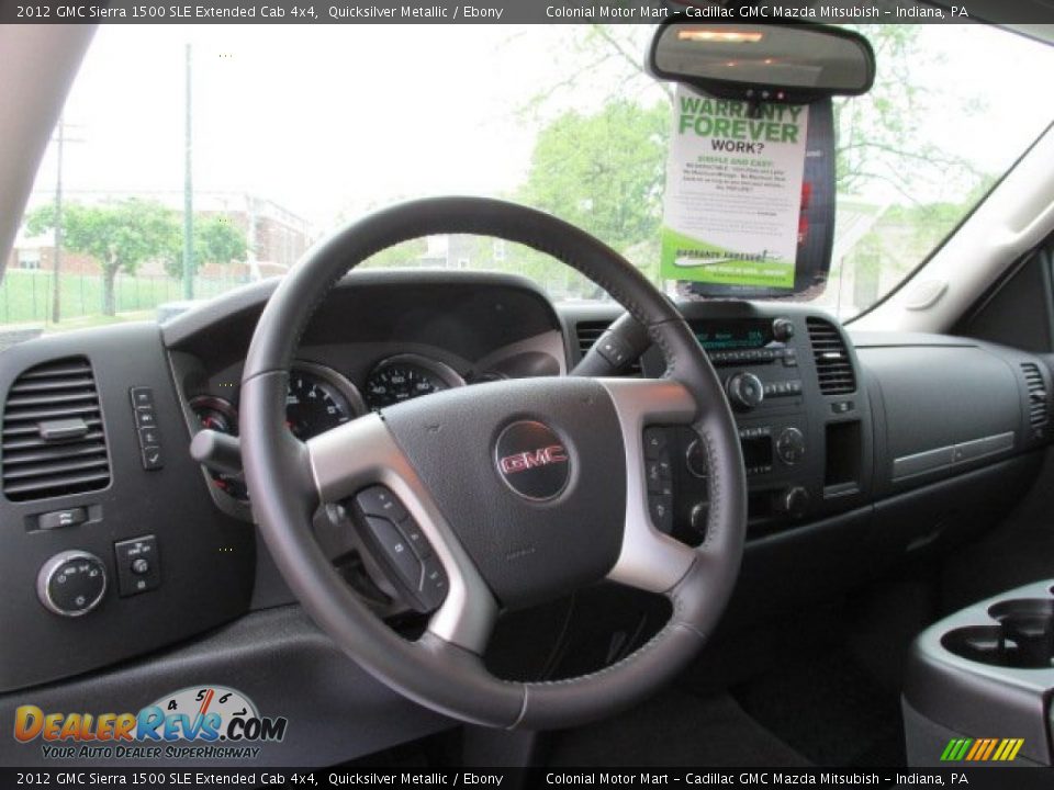 2012 GMC Sierra 1500 SLE Extended Cab 4x4 Quicksilver Metallic / Ebony Photo #15