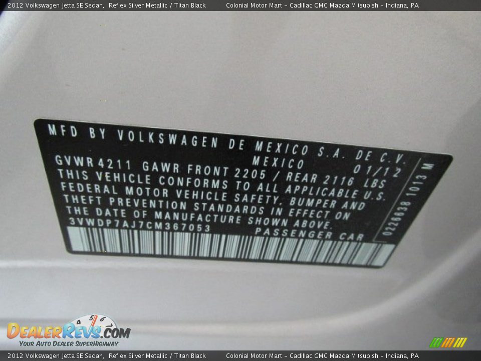 2012 Volkswagen Jetta SE Sedan Reflex Silver Metallic / Titan Black Photo #19