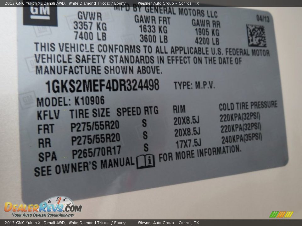 2013 GMC Yukon XL Denali AWD White Diamond Tricoat / Ebony Photo #9