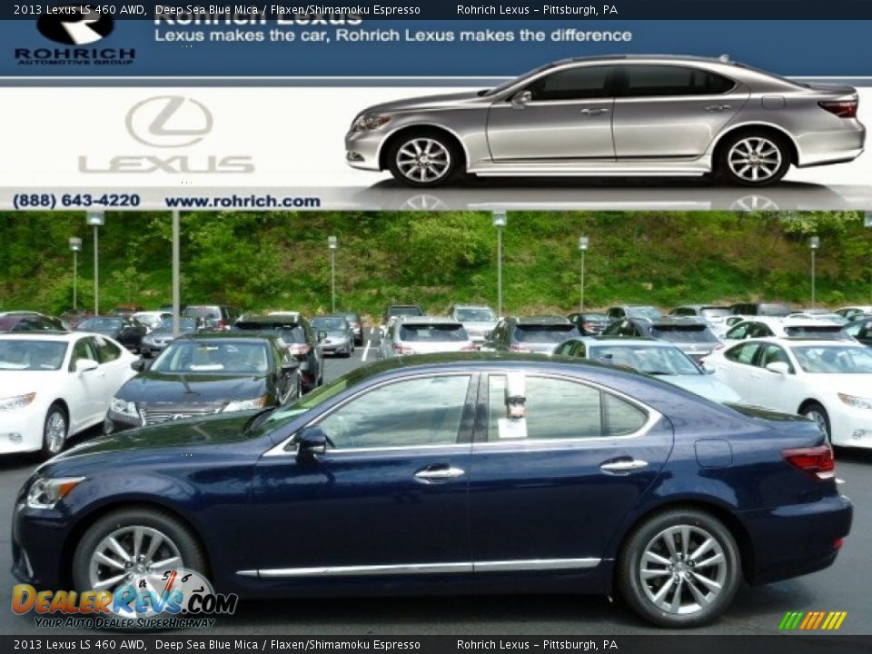 2013 Lexus LS 460 AWD Deep Sea Blue Mica / Flaxen/Shimamoku Espresso Photo #1