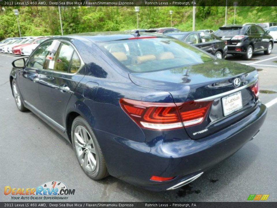 2013 Lexus LS 460 AWD Deep Sea Blue Mica / Flaxen/Shimamoku Espresso Photo #2