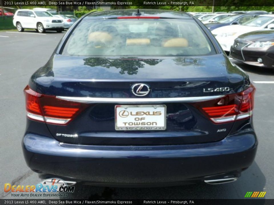 2013 Lexus LS 460 AWD Deep Sea Blue Mica / Flaxen/Shimamoku Espresso Photo #3