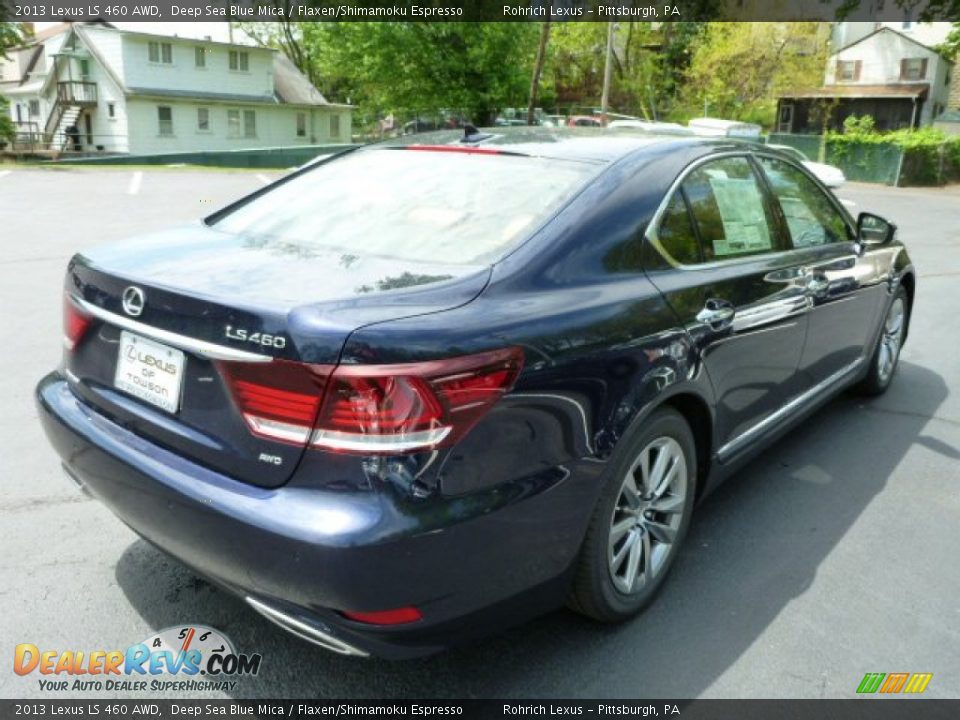 2013 Lexus LS 460 AWD Deep Sea Blue Mica / Flaxen/Shimamoku Espresso Photo #4