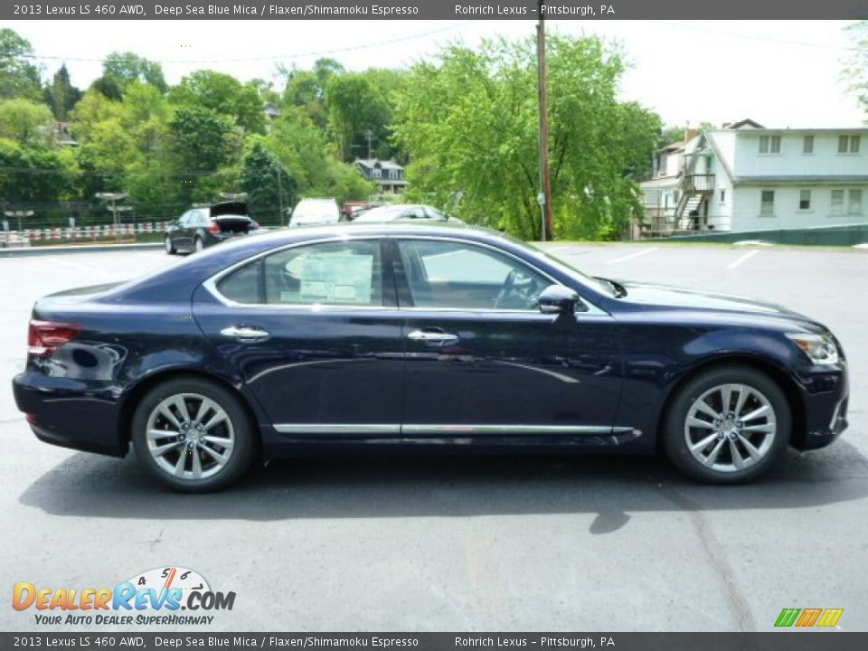2013 Lexus LS 460 AWD Deep Sea Blue Mica / Flaxen/Shimamoku Espresso Photo #5