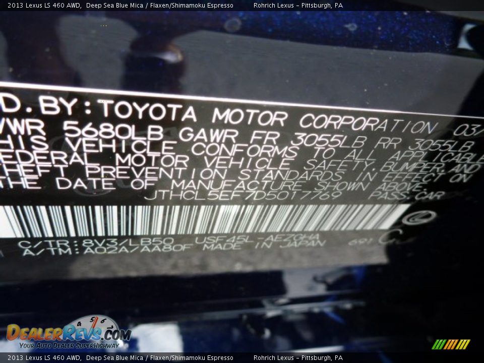 2013 Lexus LS 460 AWD Deep Sea Blue Mica / Flaxen/Shimamoku Espresso Photo #16