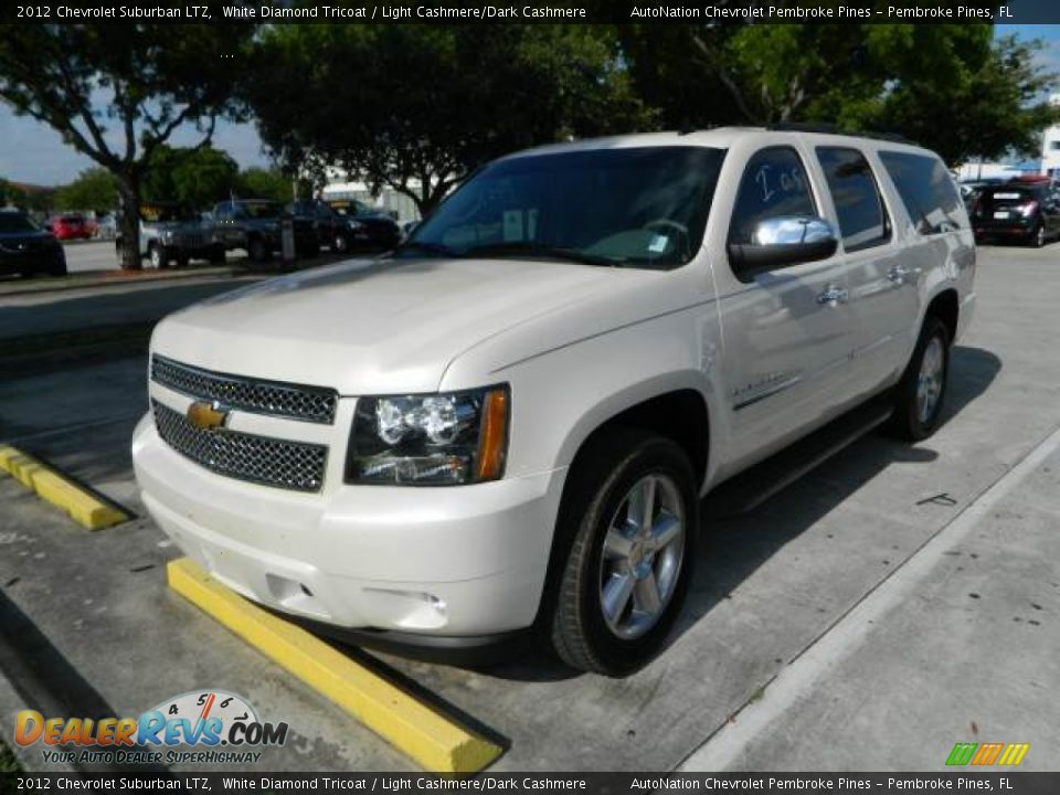 2012 Chevrolet Suburban LTZ White Diamond Tricoat / Light Cashmere/Dark Cashmere Photo #1