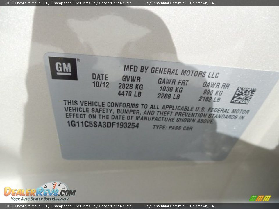 2013 Chevrolet Malibu LT Champagne Silver Metallic / Cocoa/Light Neutral Photo #19