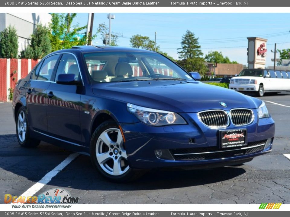2008 BMW 5 Series 535xi Sedan Deep Sea Blue Metallic / Cream Beige Dakota Leather Photo #1