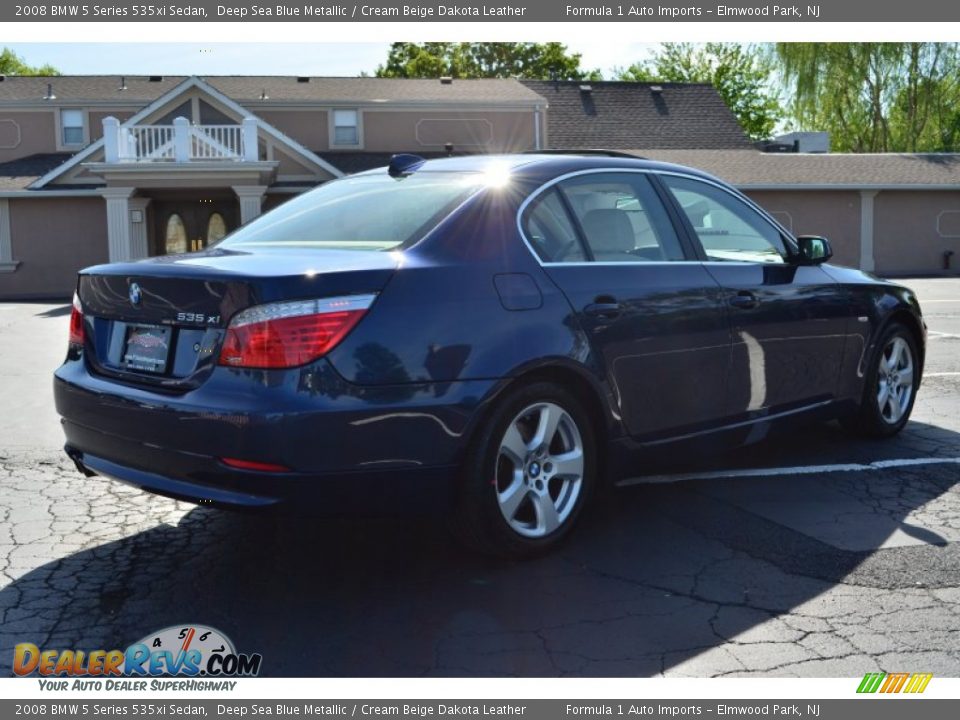 2008 BMW 5 Series 535xi Sedan Deep Sea Blue Metallic / Cream Beige Dakota Leather Photo #7
