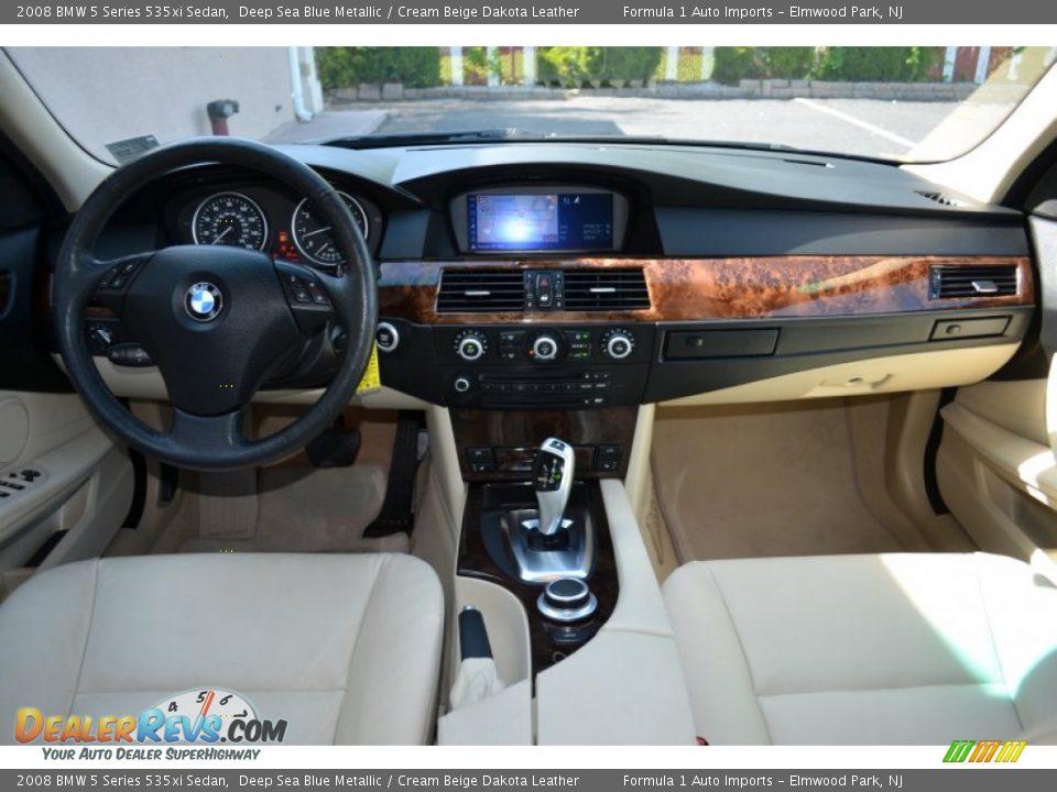 2008 BMW 5 Series 535xi Sedan Deep Sea Blue Metallic / Cream Beige Dakota Leather Photo #8