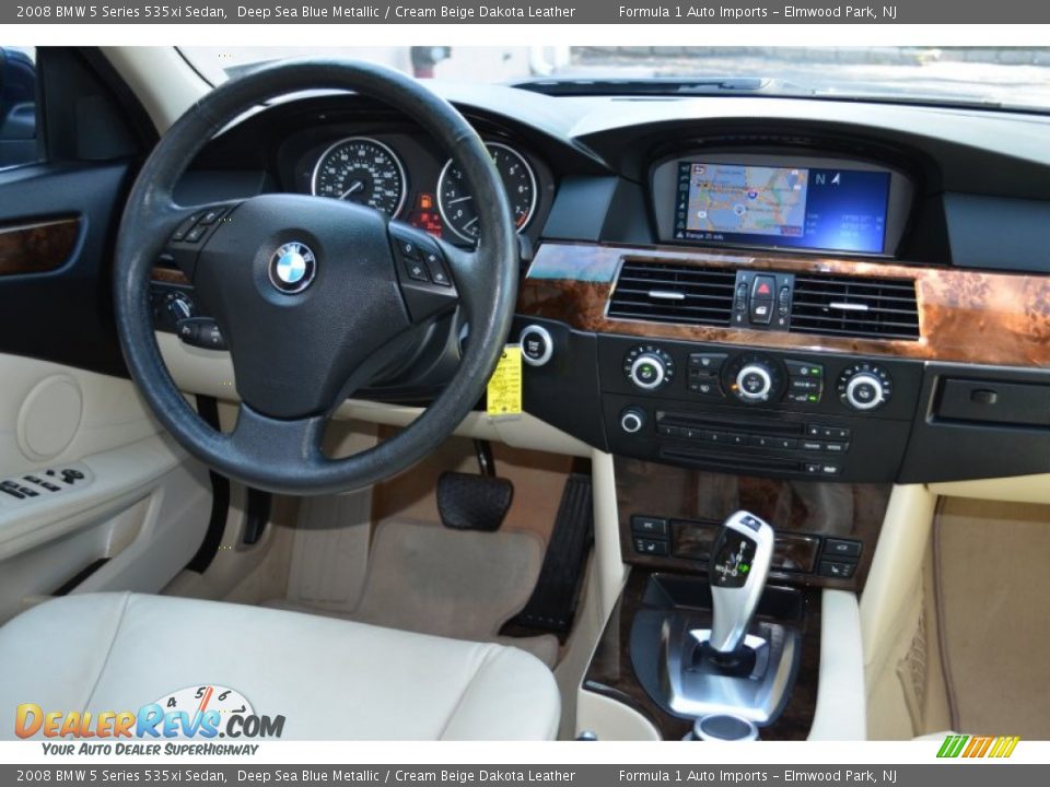 2008 BMW 5 Series 535xi Sedan Deep Sea Blue Metallic / Cream Beige Dakota Leather Photo #9