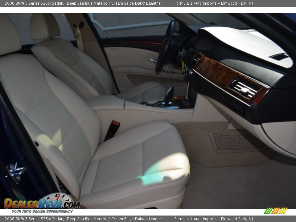 2008 BMW 5 Series 535xi Sedan Deep Sea Blue Metallic / Cream Beige Dakota Leather Photo #13