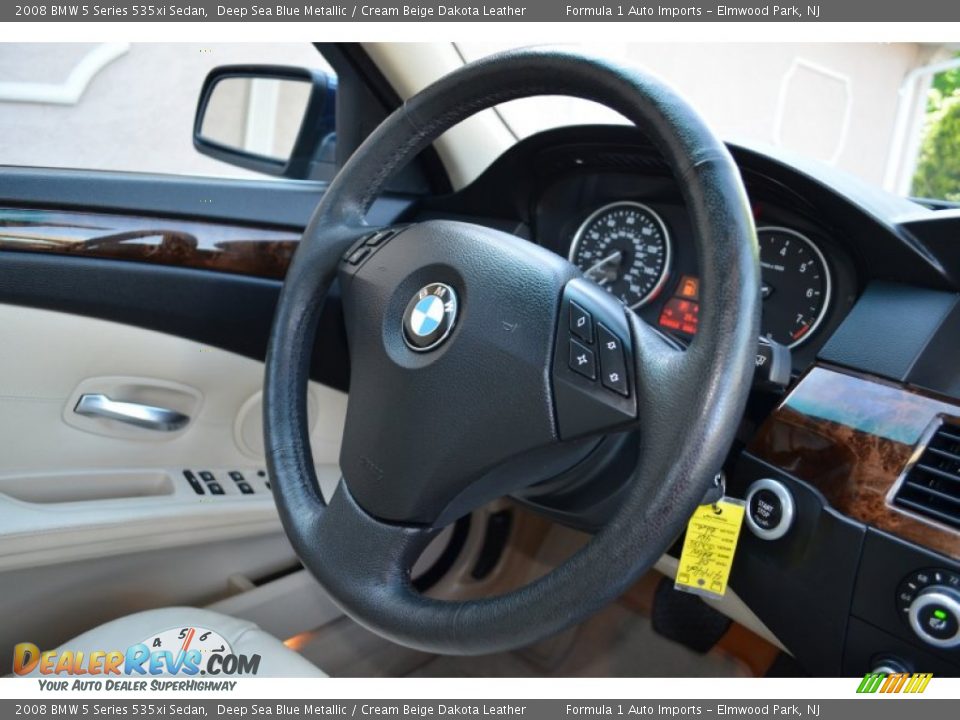 2008 BMW 5 Series 535xi Sedan Deep Sea Blue Metallic / Cream Beige Dakota Leather Photo #16