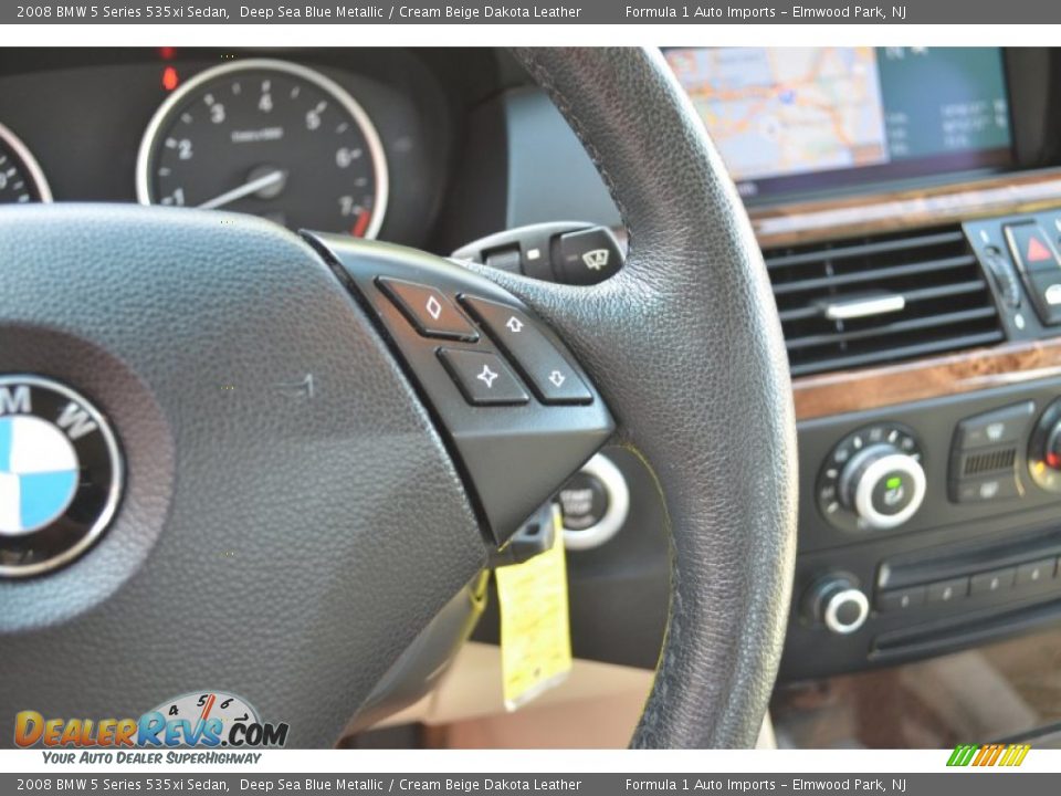 2008 BMW 5 Series 535xi Sedan Deep Sea Blue Metallic / Cream Beige Dakota Leather Photo #19