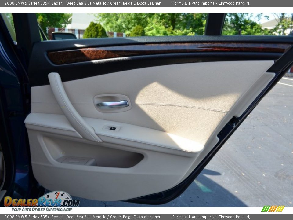2008 BMW 5 Series 535xi Sedan Deep Sea Blue Metallic / Cream Beige Dakota Leather Photo #23