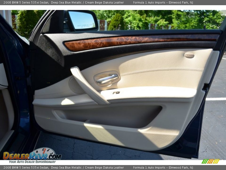 2008 BMW 5 Series 535xi Sedan Deep Sea Blue Metallic / Cream Beige Dakota Leather Photo #24