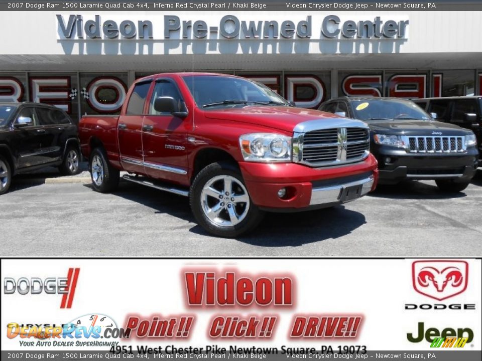 2007 Dodge Ram 1500 Laramie Quad Cab 4x4 Inferno Red Crystal Pearl / Khaki Beige Photo #1