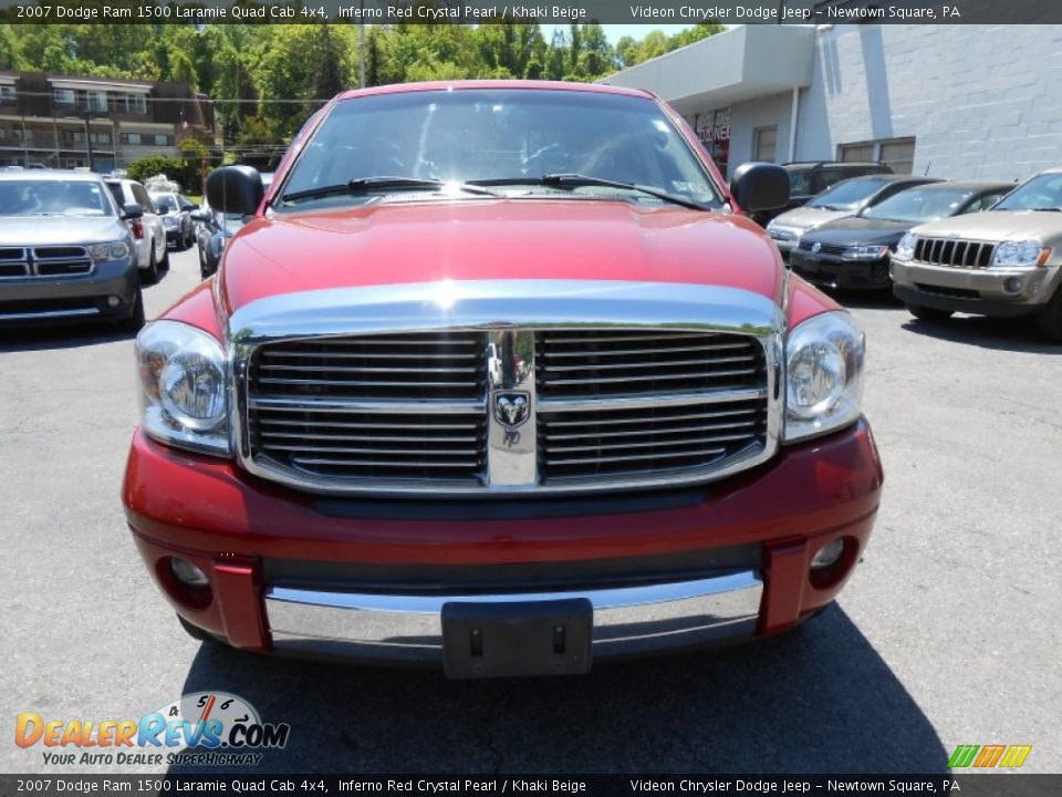 2007 Dodge Ram 1500 Laramie Quad Cab 4x4 Inferno Red Crystal Pearl / Khaki Beige Photo #2