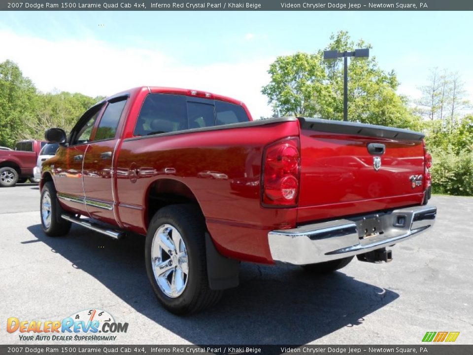 2007 Dodge Ram 1500 Laramie Quad Cab 4x4 Inferno Red Crystal Pearl / Khaki Beige Photo #5