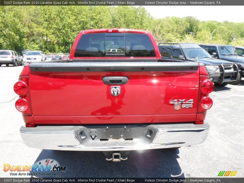 2007 Dodge Ram 1500 Laramie Quad Cab 4x4 Inferno Red Crystal Pearl / Khaki Beige Photo #6