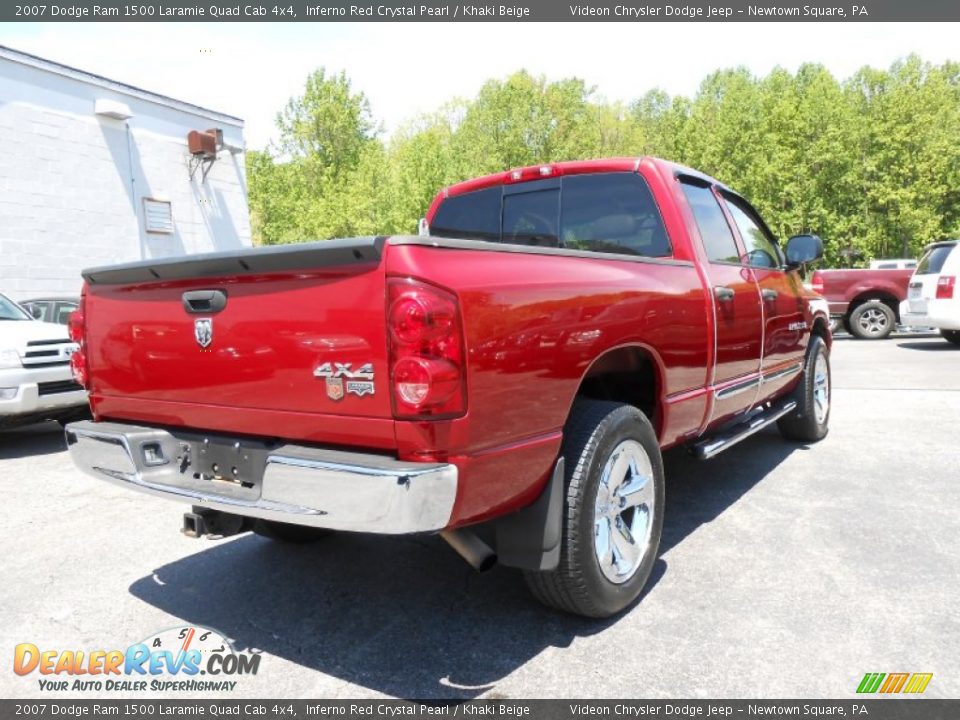 2007 Dodge Ram 1500 Laramie Quad Cab 4x4 Inferno Red Crystal Pearl / Khaki Beige Photo #7
