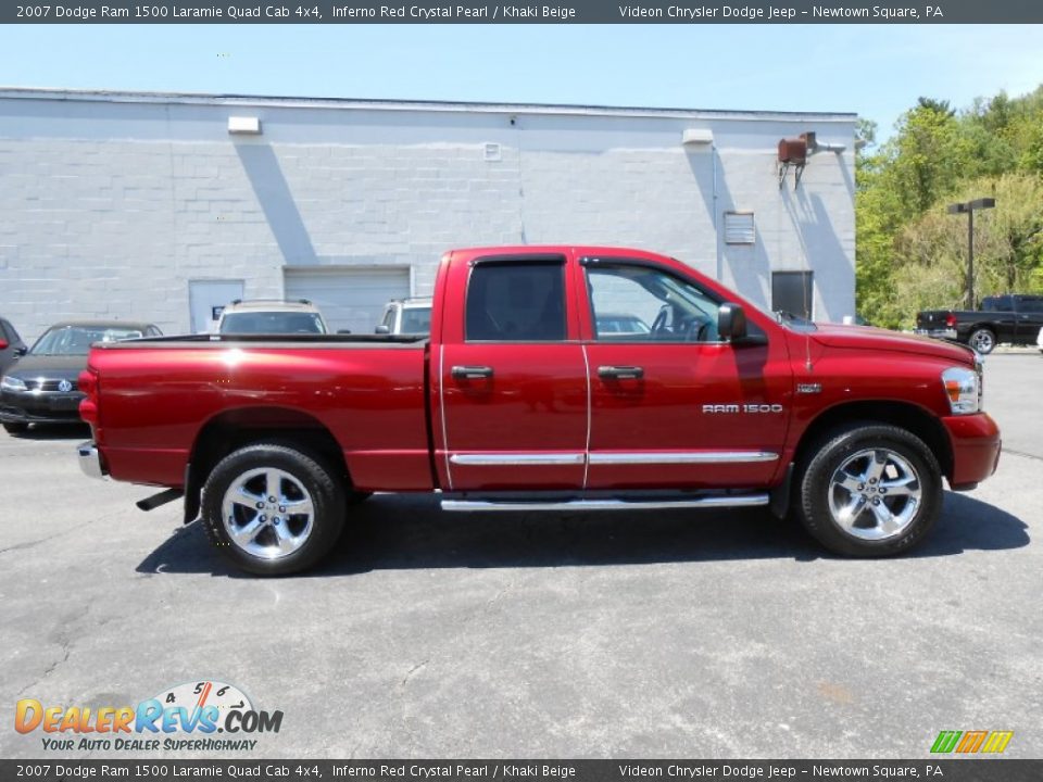 2007 Dodge Ram 1500 Laramie Quad Cab 4x4 Inferno Red Crystal Pearl / Khaki Beige Photo #8