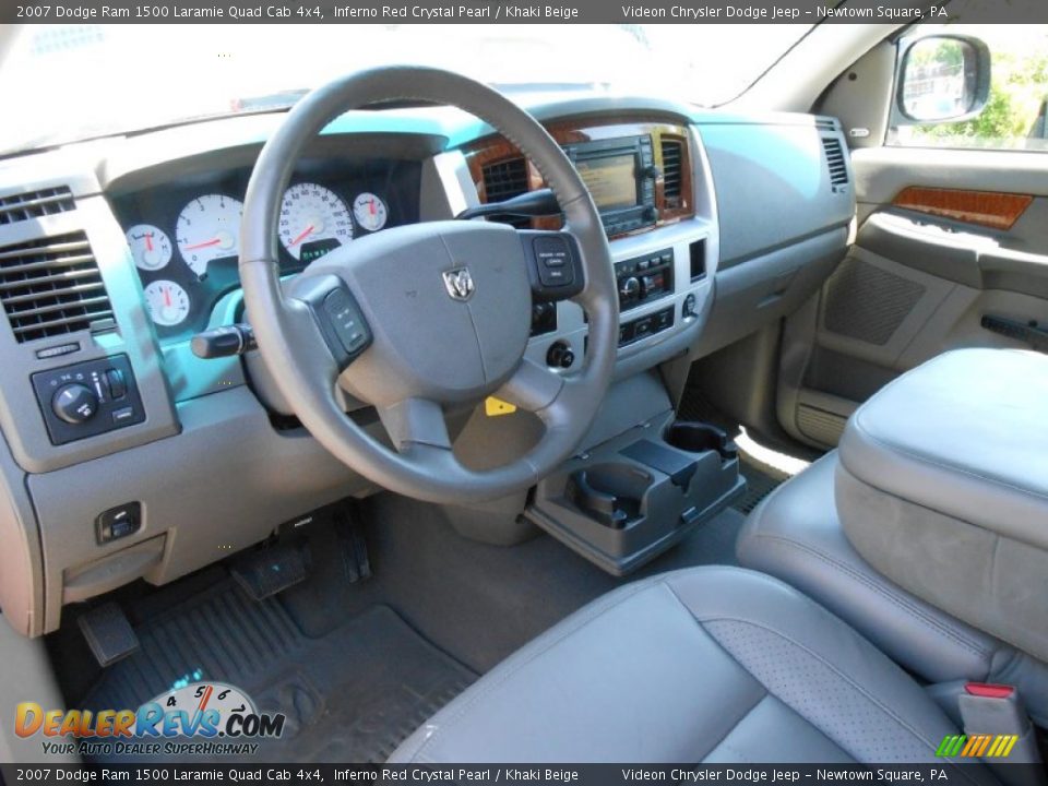2007 Dodge Ram 1500 Laramie Quad Cab 4x4 Inferno Red Crystal Pearl / Khaki Beige Photo #9