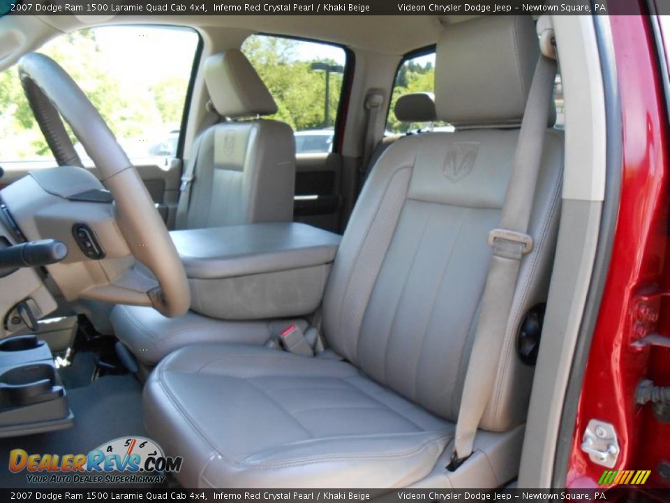 2007 Dodge Ram 1500 Laramie Quad Cab 4x4 Inferno Red Crystal Pearl / Khaki Beige Photo #11