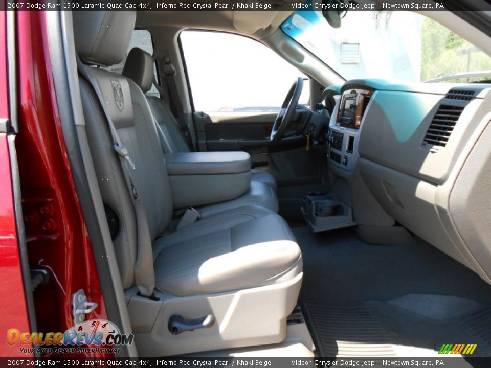 2007 Dodge Ram 1500 Laramie Quad Cab 4x4 Inferno Red Crystal Pearl / Khaki Beige Photo #13
