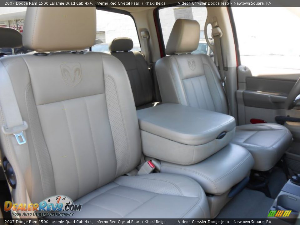 2007 Dodge Ram 1500 Laramie Quad Cab 4x4 Inferno Red Crystal Pearl / Khaki Beige Photo #14