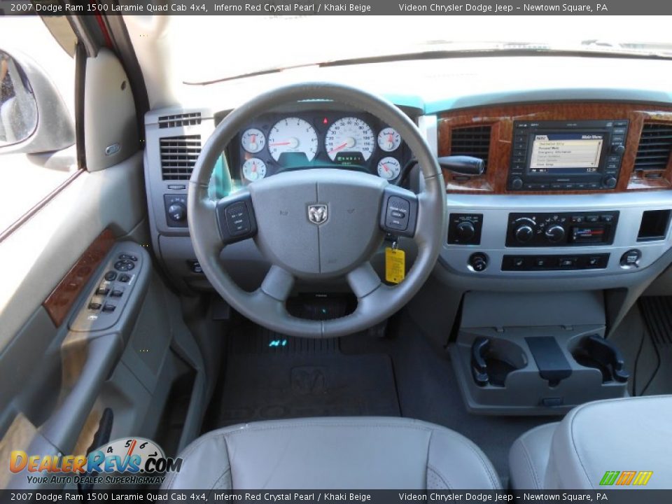 2007 Dodge Ram 1500 Laramie Quad Cab 4x4 Inferno Red Crystal Pearl / Khaki Beige Photo #19