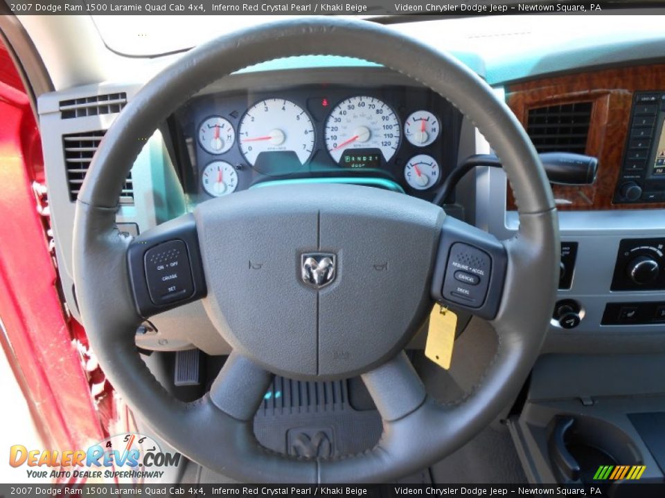 2007 Dodge Ram 1500 Laramie Quad Cab 4x4 Inferno Red Crystal Pearl / Khaki Beige Photo #24