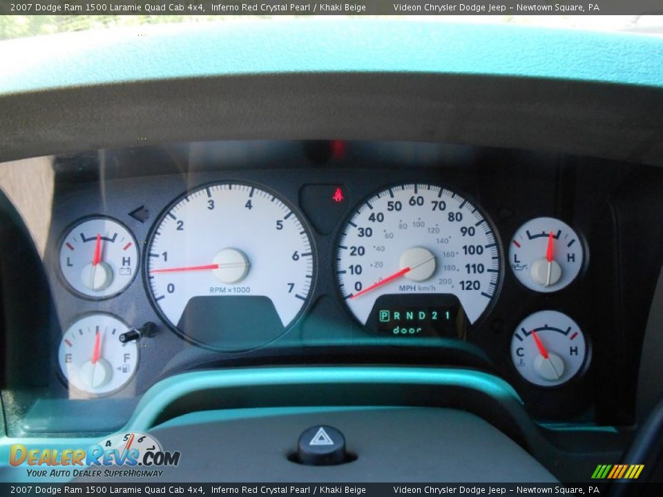 2007 Dodge Ram 1500 Laramie Quad Cab 4x4 Inferno Red Crystal Pearl / Khaki Beige Photo #25