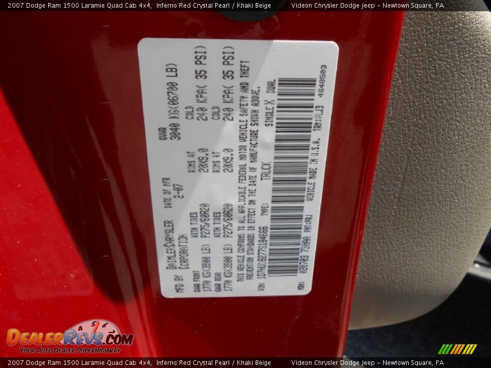 2007 Dodge Ram 1500 Laramie Quad Cab 4x4 Inferno Red Crystal Pearl / Khaki Beige Photo #26