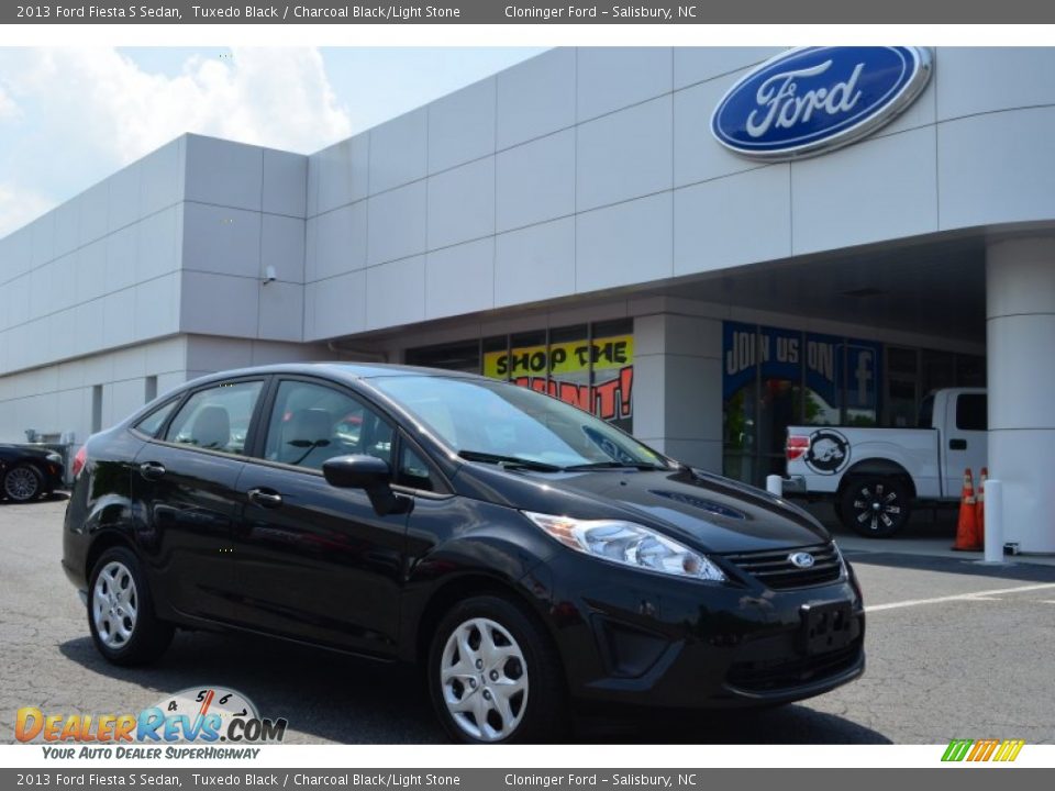 2013 Ford Fiesta S Sedan Tuxedo Black / Charcoal Black/Light Stone Photo #1