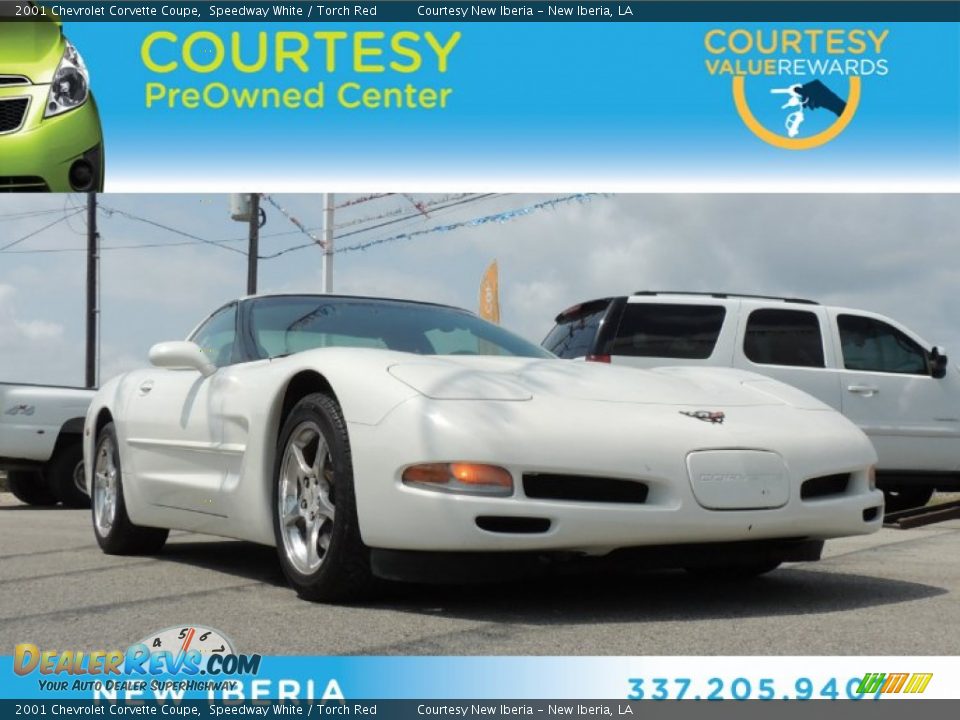 2001 Chevrolet Corvette Coupe Speedway White / Torch Red Photo #1