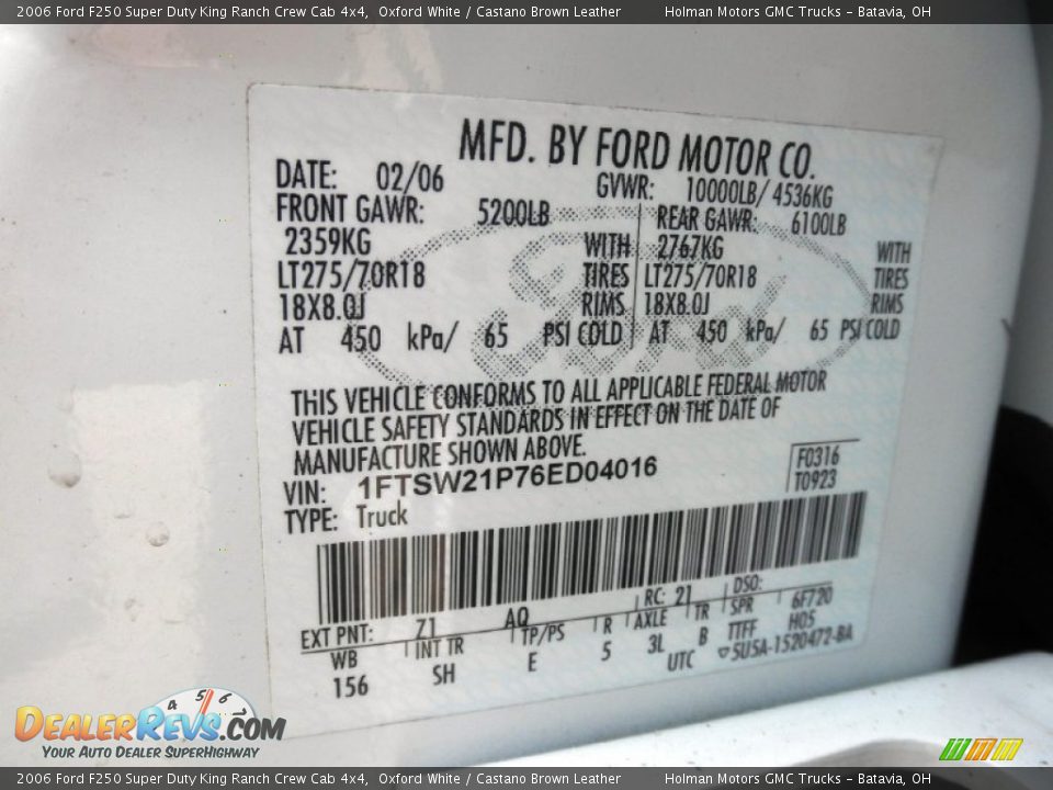 2006 Ford F250 Super Duty King Ranch Crew Cab 4x4 Oxford White / Castano Brown Leather Photo #8