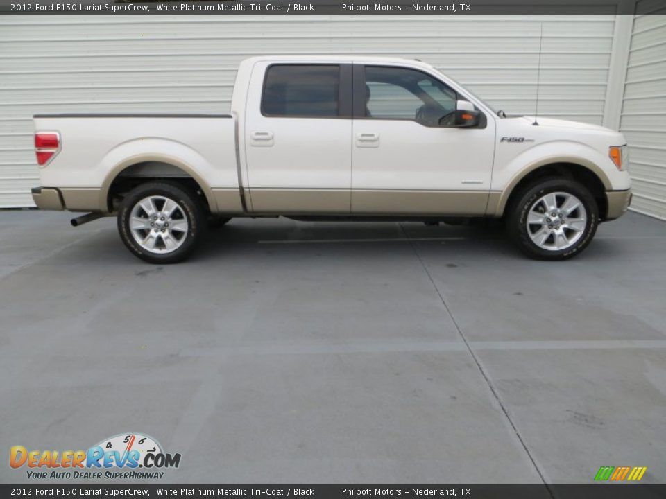 2012 Ford F150 Lariat SuperCrew White Platinum Metallic Tri-Coat / Black Photo #3
