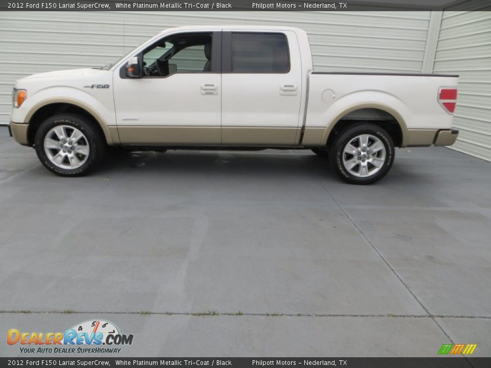 2012 Ford F150 Lariat SuperCrew White Platinum Metallic Tri-Coat / Black Photo #6