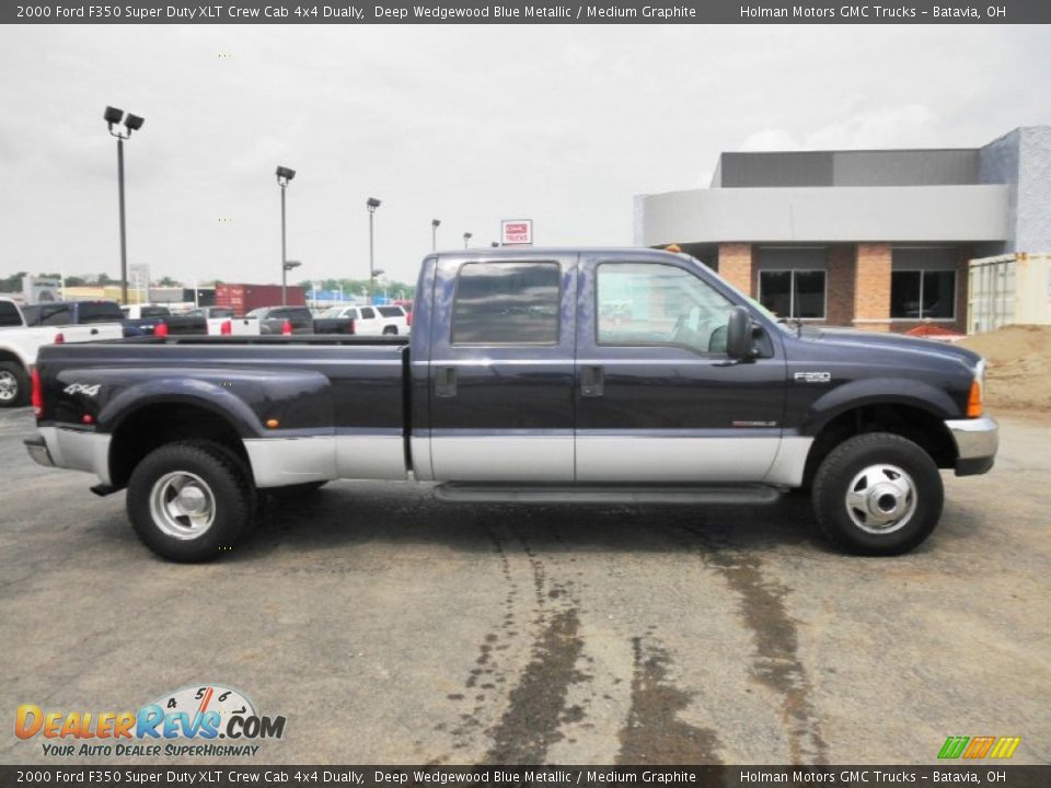 2000 Ford F350 Super Duty XLT Crew Cab 4x4 Dually Deep Wedgewood Blue Metallic / Medium Graphite Photo #1