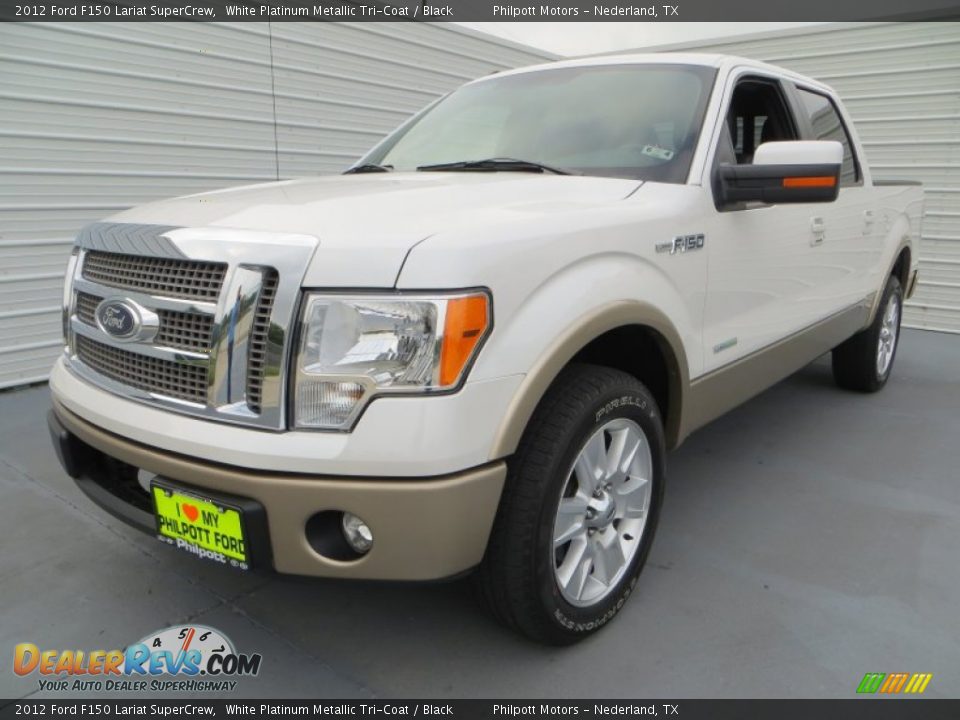 2012 Ford F150 Lariat SuperCrew White Platinum Metallic Tri-Coat / Black Photo #7