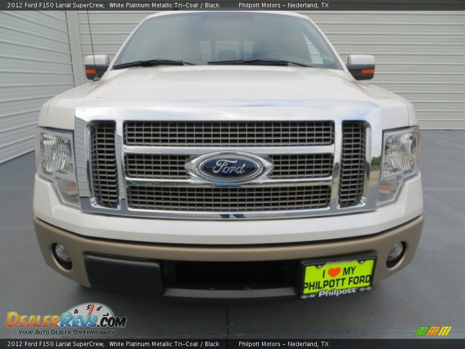 2012 Ford F150 Lariat SuperCrew White Platinum Metallic Tri-Coat / Black Photo #8