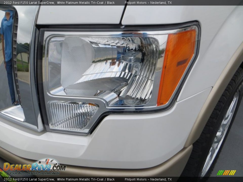 2012 Ford F150 Lariat SuperCrew White Platinum Metallic Tri-Coat / Black Photo #9