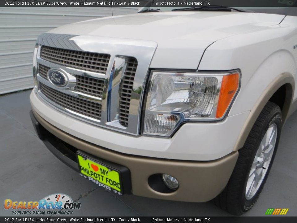 2012 Ford F150 Lariat SuperCrew White Platinum Metallic Tri-Coat / Black Photo #10