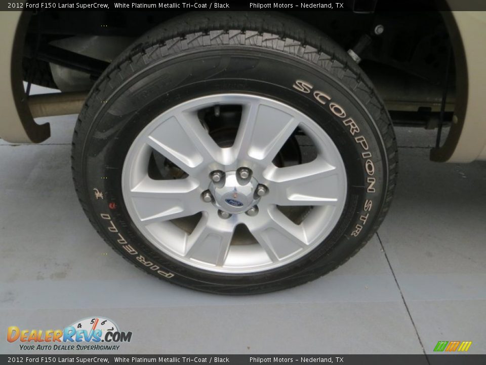 2012 Ford F150 Lariat SuperCrew White Platinum Metallic Tri-Coat / Black Photo #13