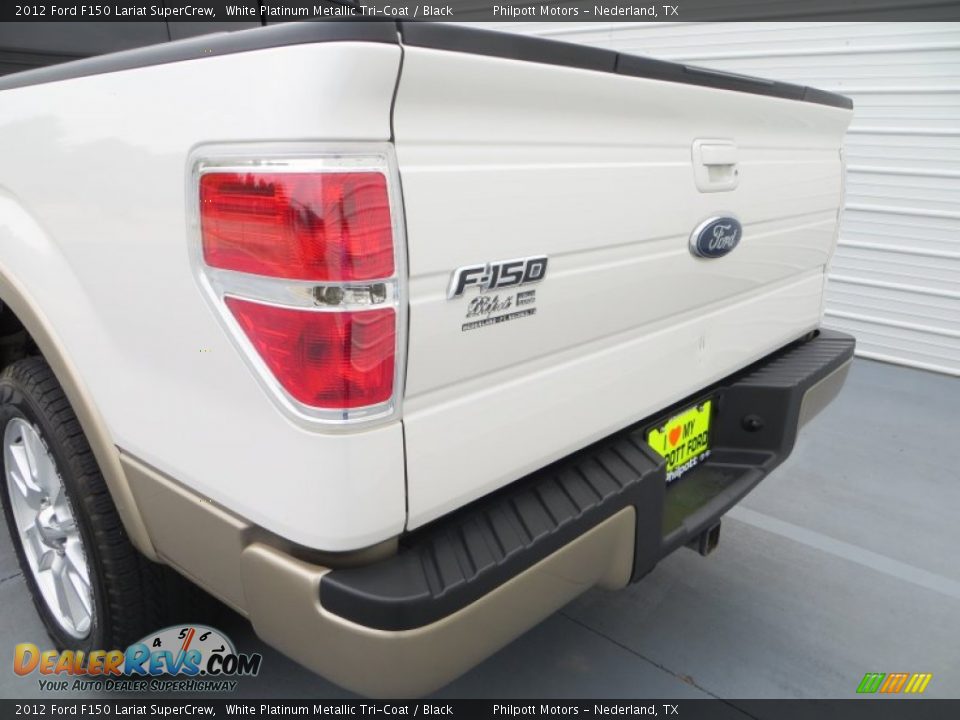 2012 Ford F150 Lariat SuperCrew White Platinum Metallic Tri-Coat / Black Photo #20