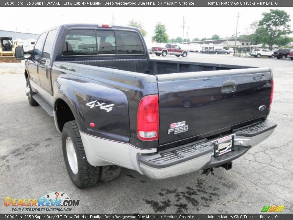 2000 Ford F350 Super Duty XLT Crew Cab 4x4 Dually Deep Wedgewood Blue Metallic / Medium Graphite Photo #20