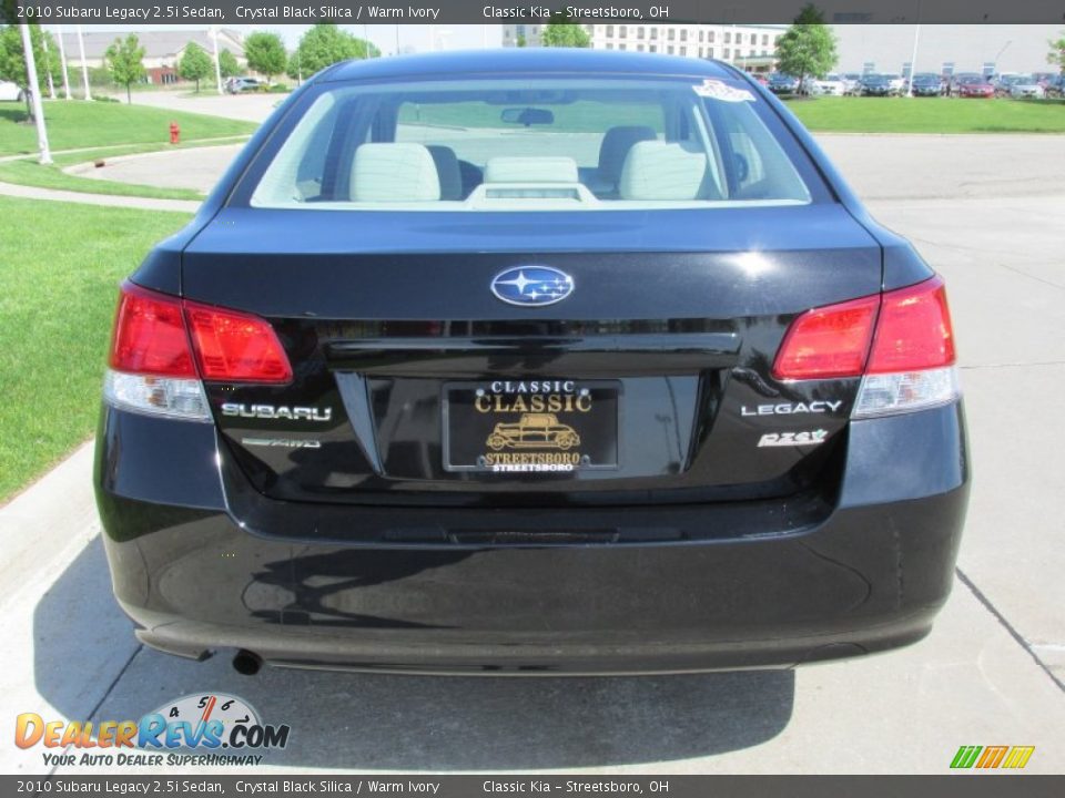 2010 Subaru Legacy 2.5i Sedan Crystal Black Silica / Warm Ivory Photo #4