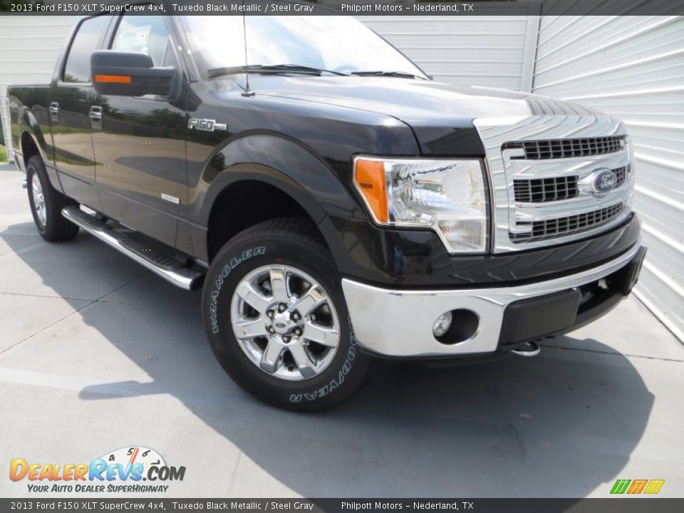 2013 Ford F150 XLT SuperCrew 4x4 Tuxedo Black Metallic / Steel Gray Photo #2
