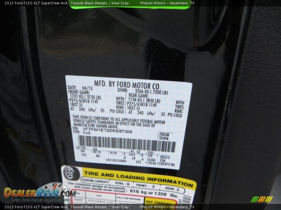 2013 Ford F150 XLT SuperCrew 4x4 Tuxedo Black Metallic / Steel Gray Photo #35